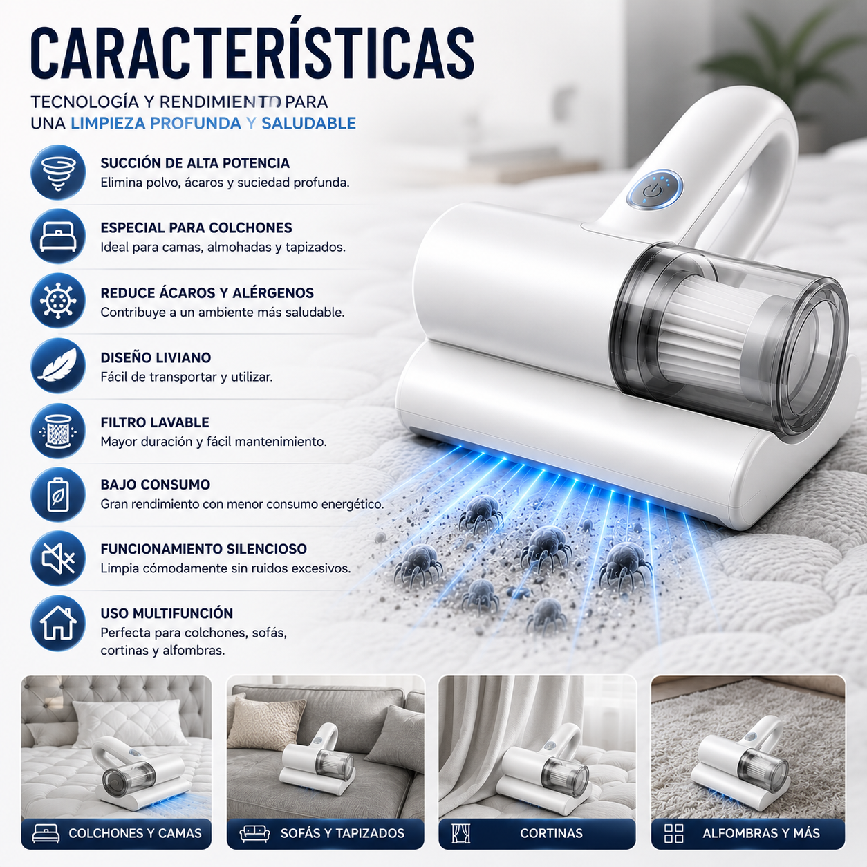 ASPIRADORA DE MANO REMOVEDOR DE ÁCAROS