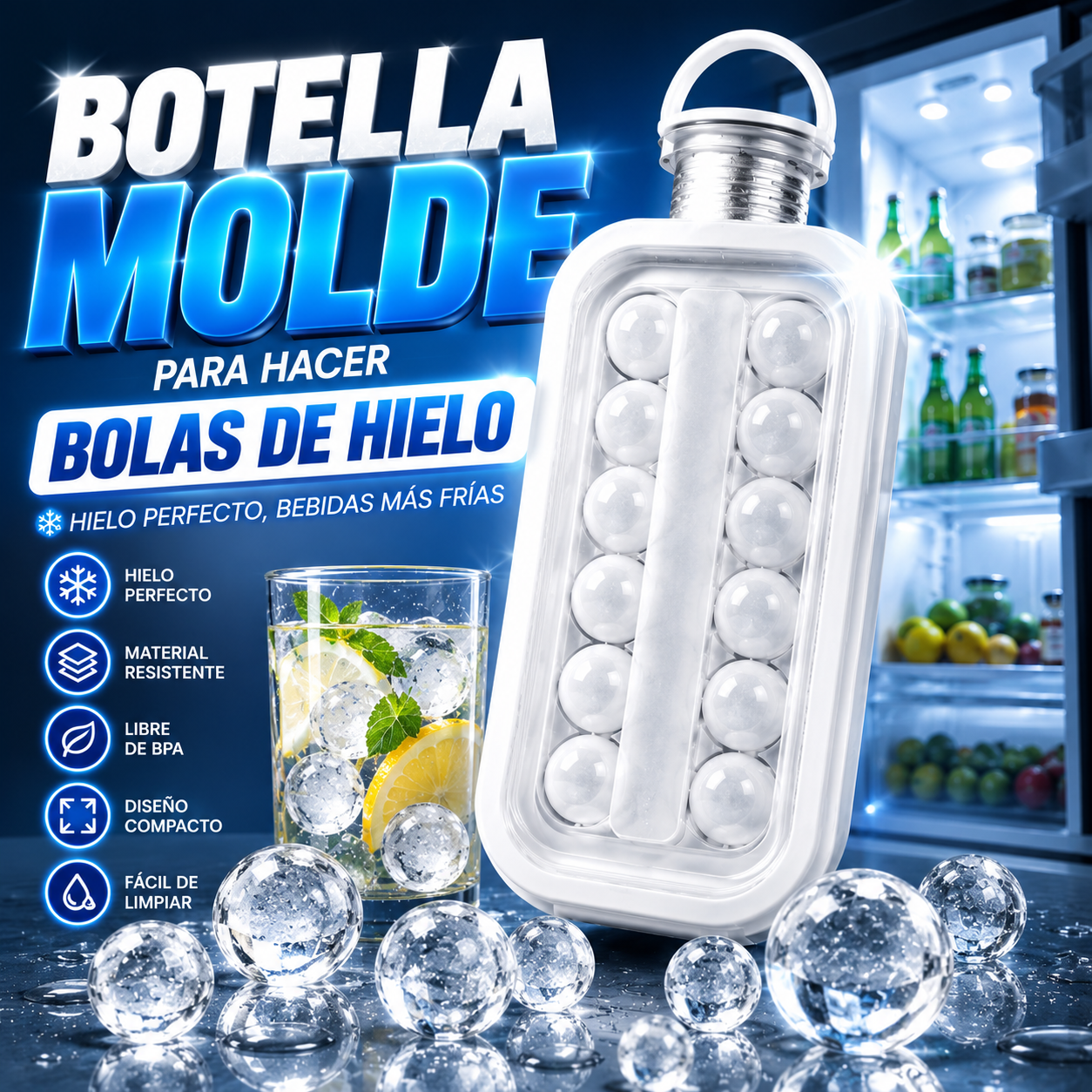 Botella Molde para Hacer Bolas de Hielo