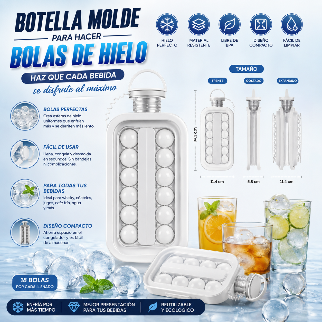 Botella Molde para Hacer Bolas de Hielo