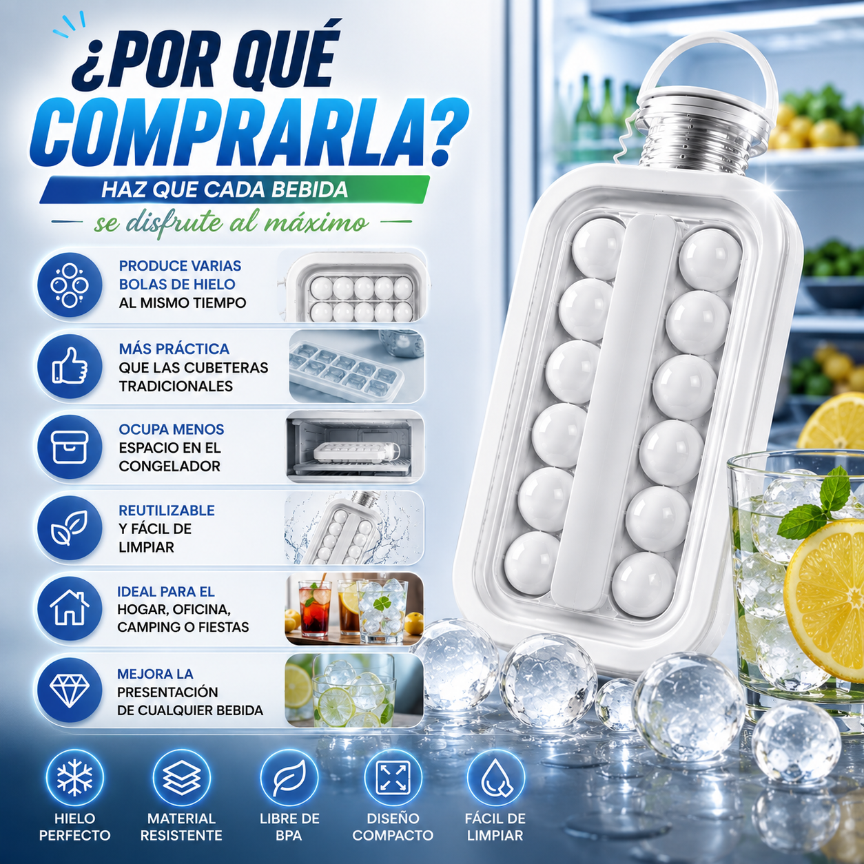 Botella Molde para Hacer Bolas de Hielo