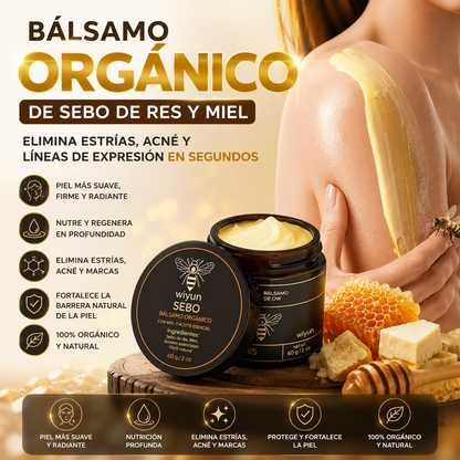 Bálsamo Orgánico de Sebo de Res y Miel-Elimina estrías, acné y líneas de expresión en segundos