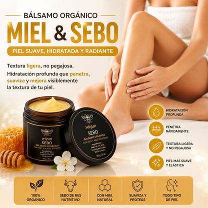 Bálsamo Orgánico de Sebo de Res y Miel-Elimina estrías, acné y líneas de expresión en segundos