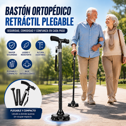 Bastón Ortopédico Retráctil Plegable