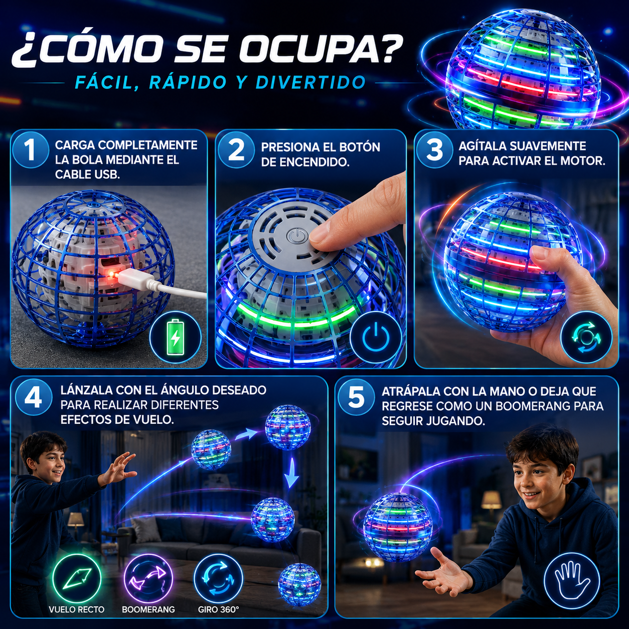 Bola voladora giratoria mágica