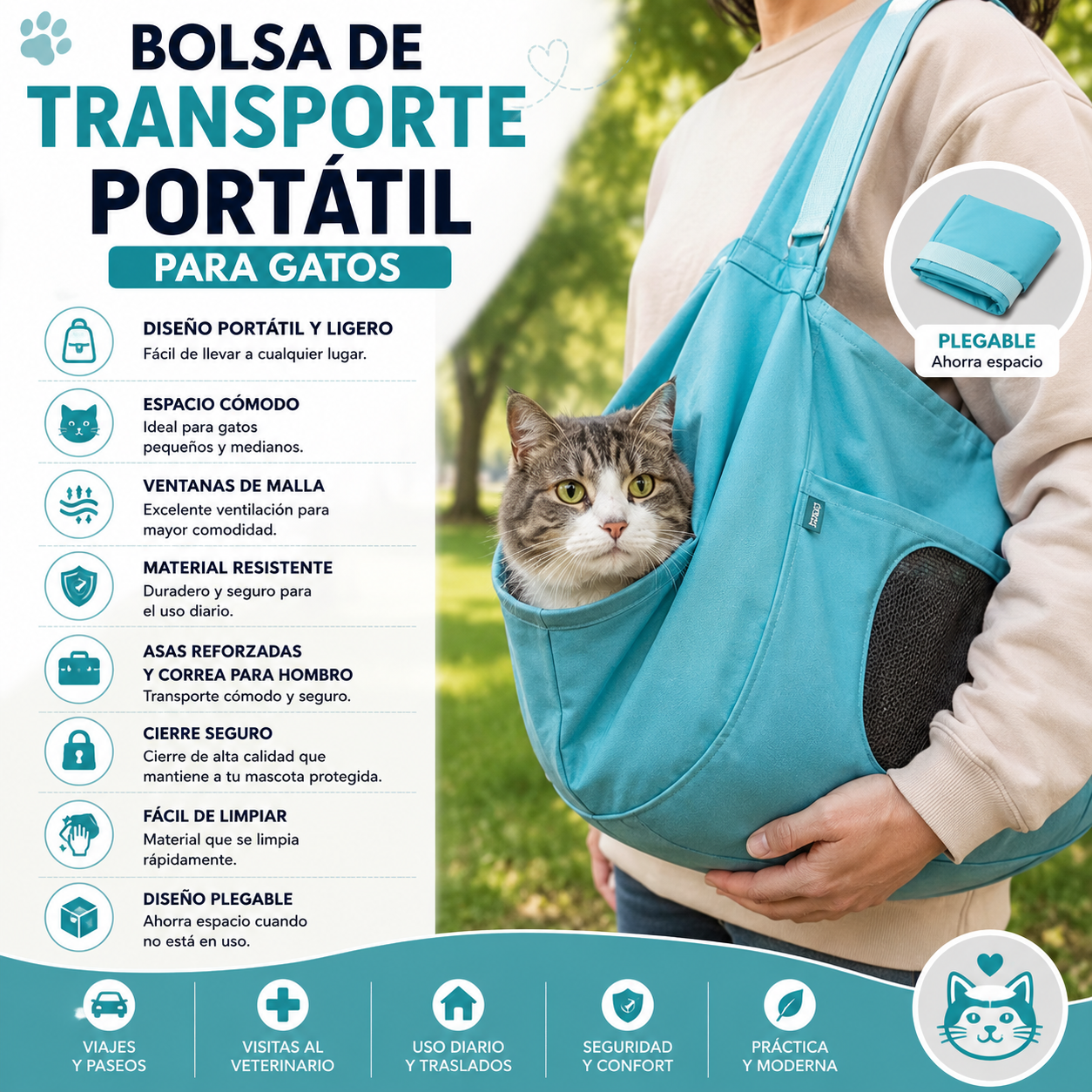 Bolsa De Transporte Portable Para Gatos