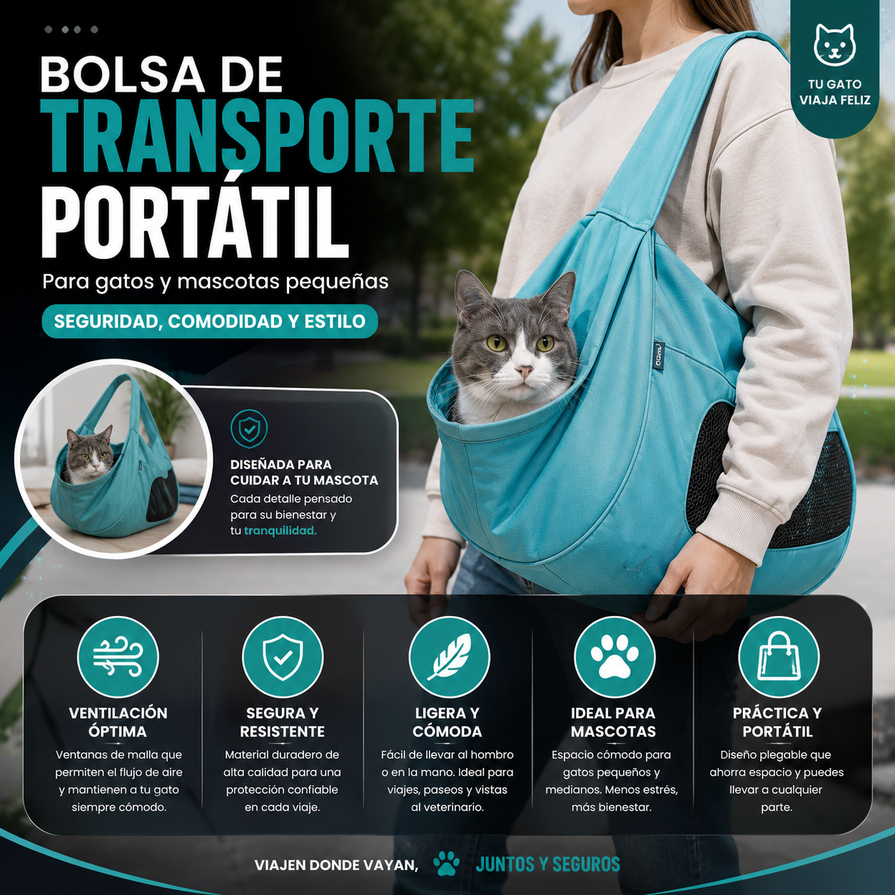 Bolsa De Transporte Portable Para Gatos