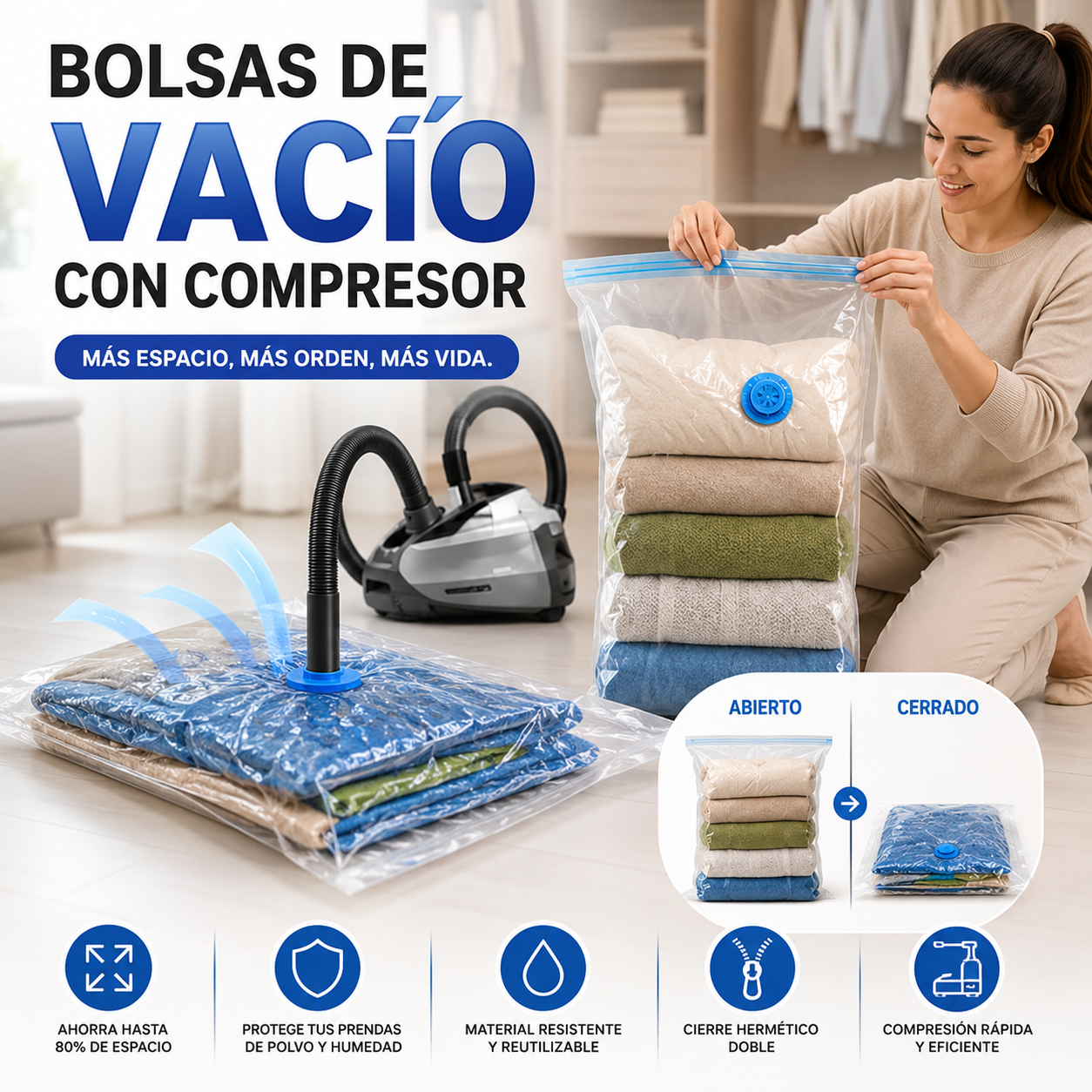 Bolsas De Vacio Compresor 68x98 cm