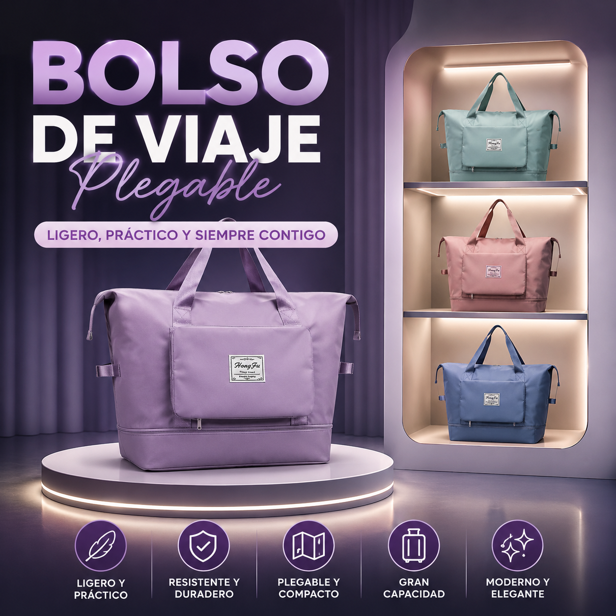 Bolso de Viaje Plegable Mujer Amplio