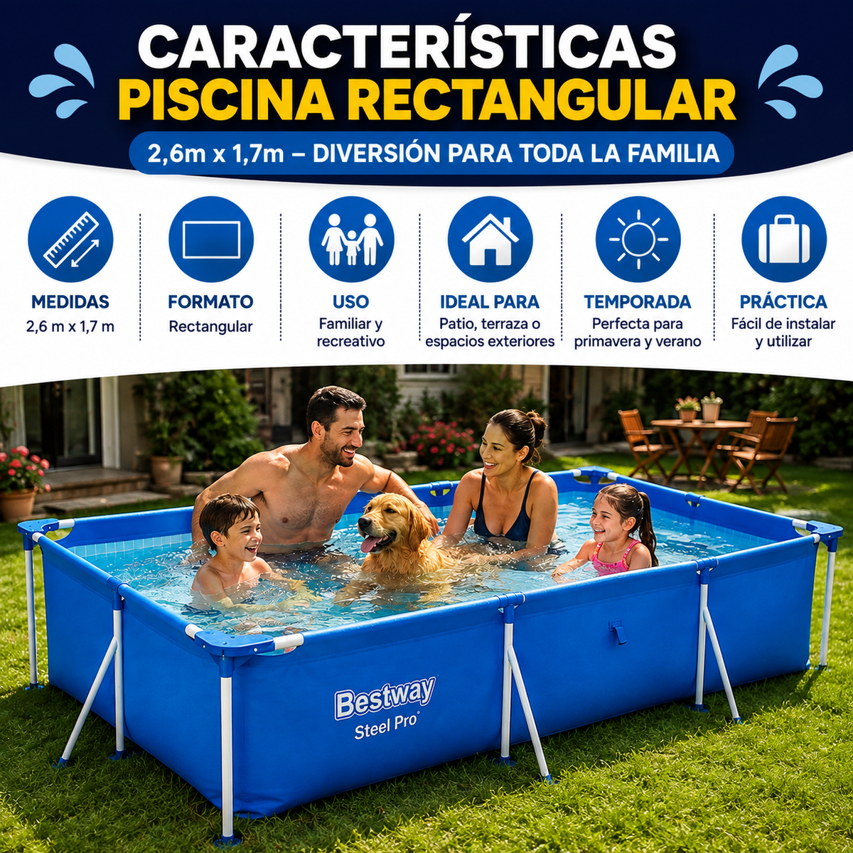 Piscina Rectangular Familiar