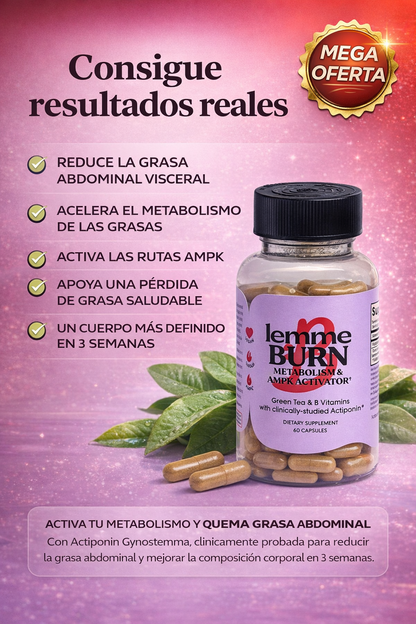 1 Botella Lemme Burn, Quema Grasa, Activa Metabolismo Y Eleva Energía, 60 Cápsulas.