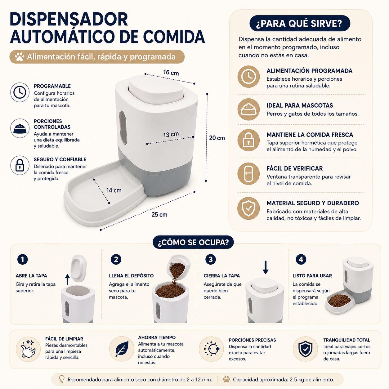 🐾 Dispensador Automático de Alimento para Mascotas 🐾
