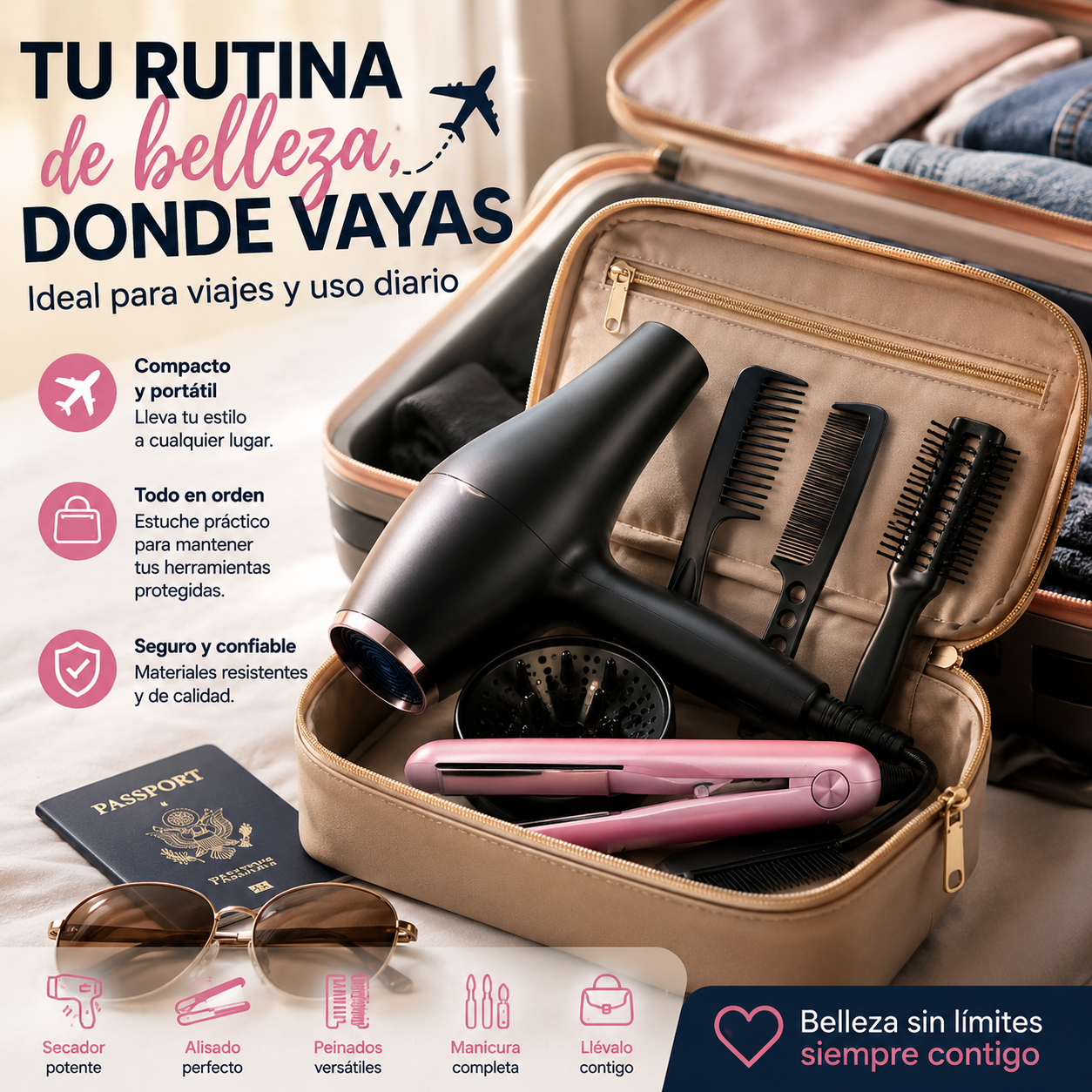 Kit Secado Alisado Cabello y Manicura Profesional