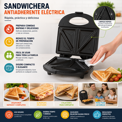 Sandwichera Antiadherente Eléctrica