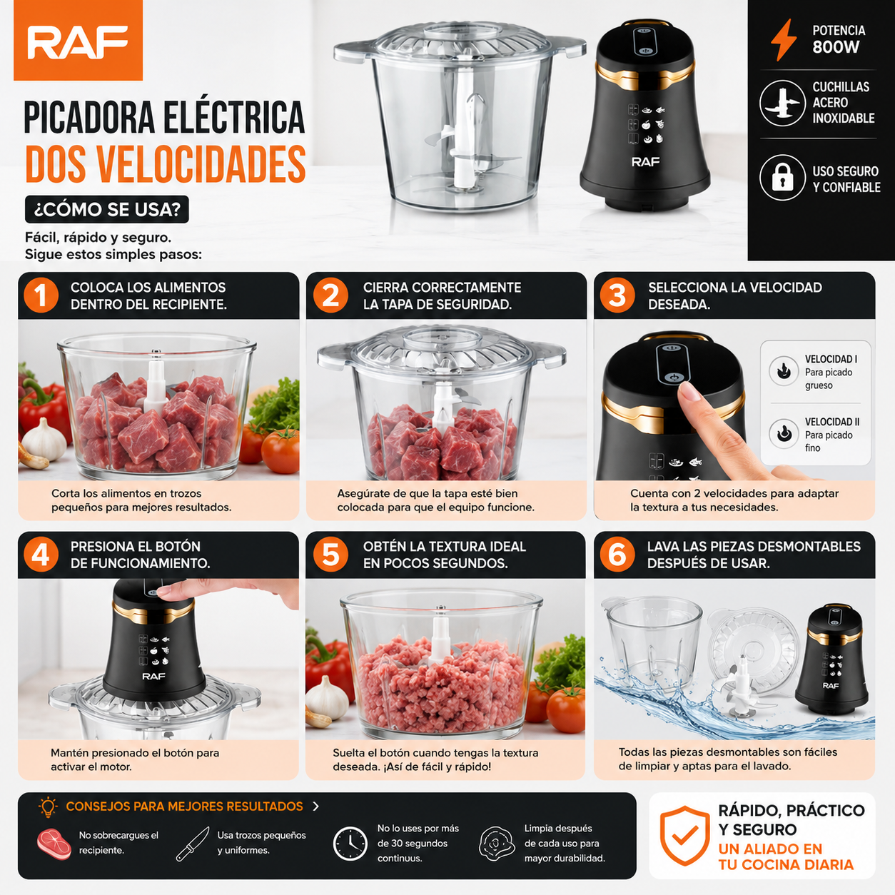 Picadora Eléctrica RAF 2 Velocidades