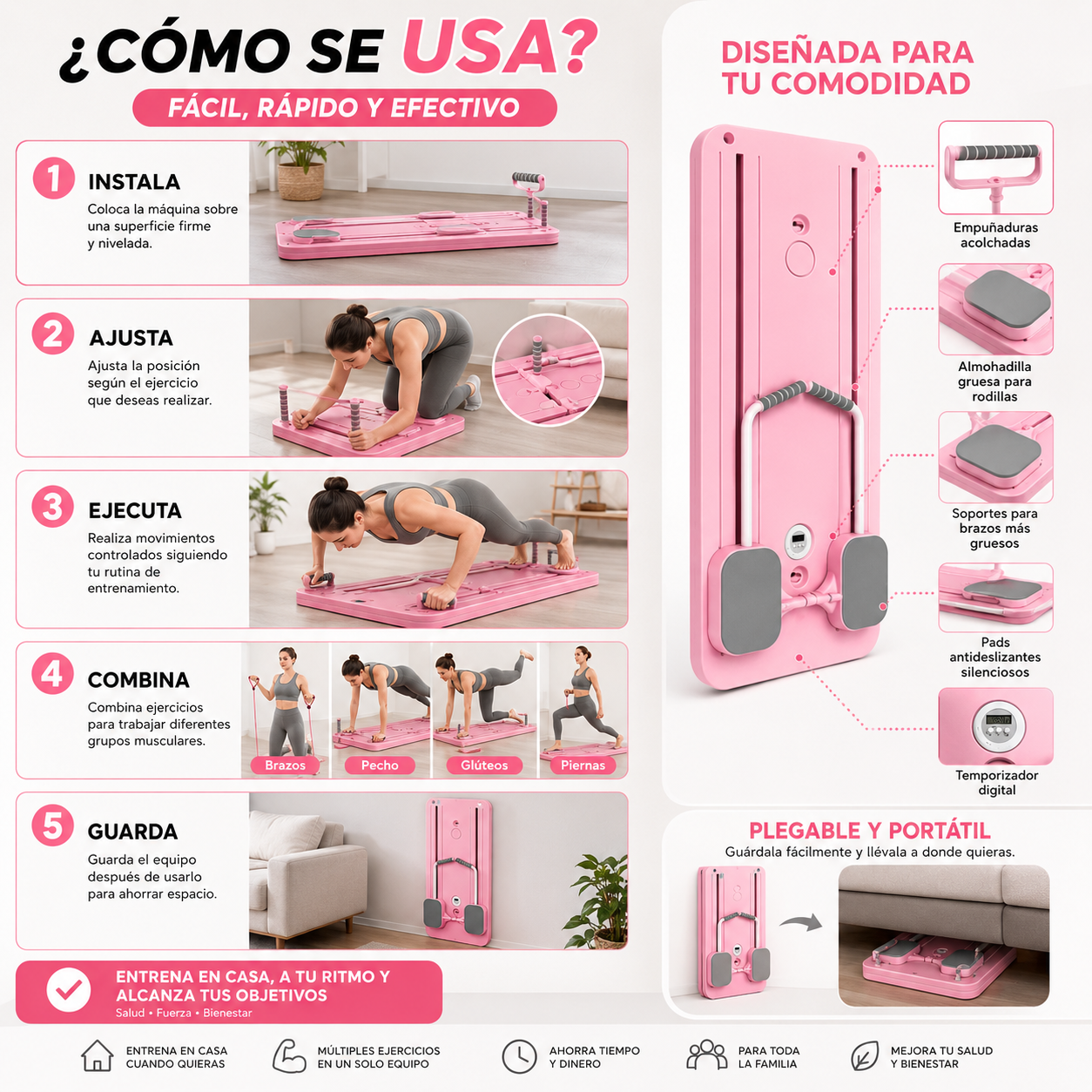 🏋️ Máquina de Ejercicio en Casa 4 en 1