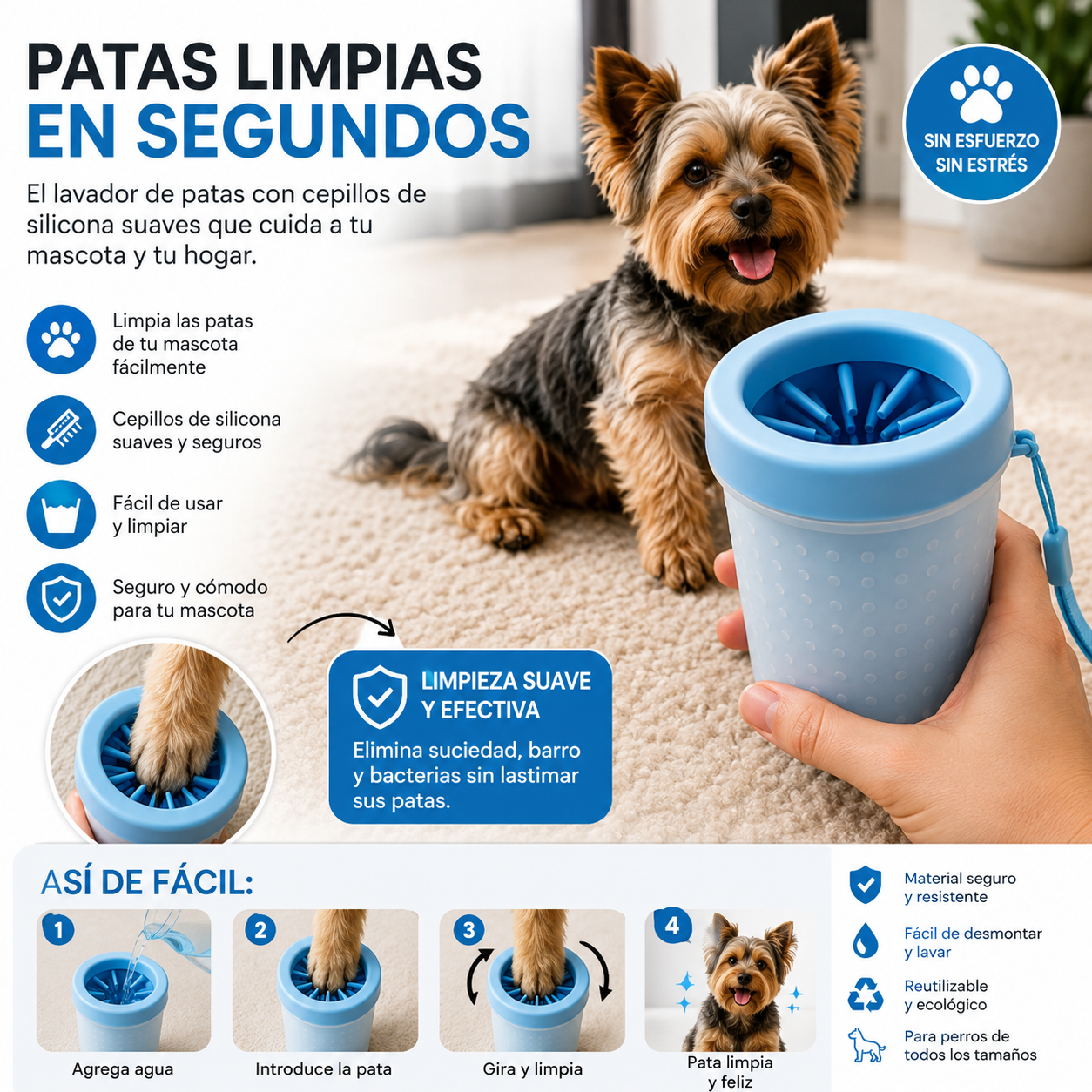 Limpiador De Patas Para Mascotas Premium