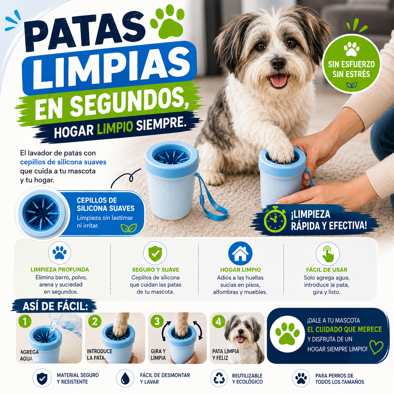 Limpiador De Patas Para Mascotas Premium