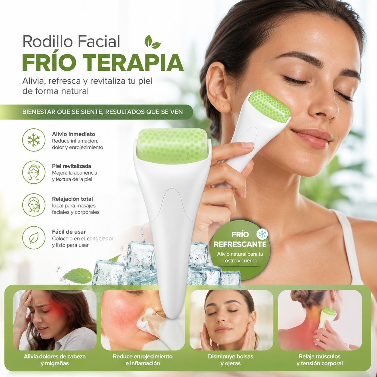 Rodillo D Hielo Frio De Masaje Facial