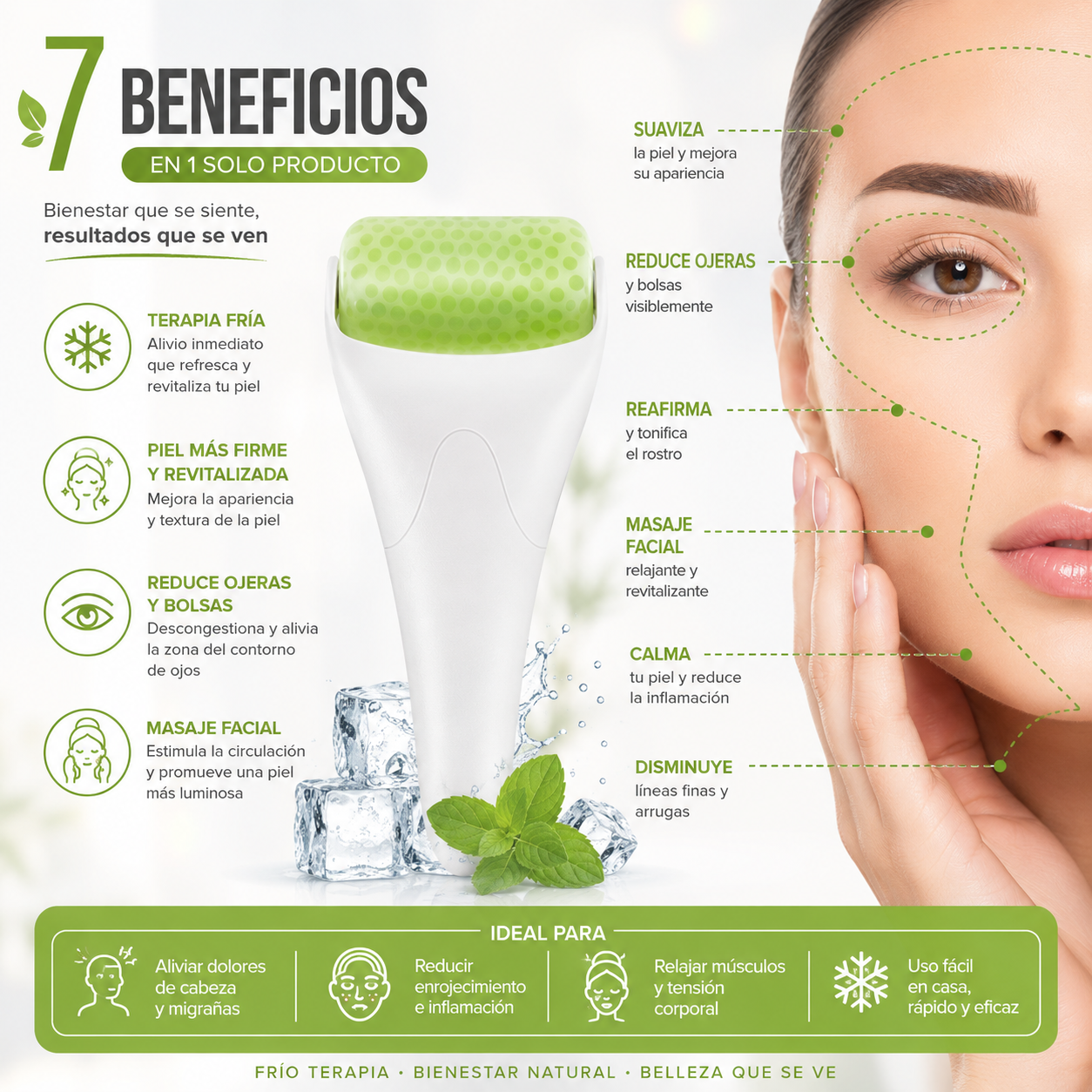 Rodillo D Hielo Frio De Masaje Facial
