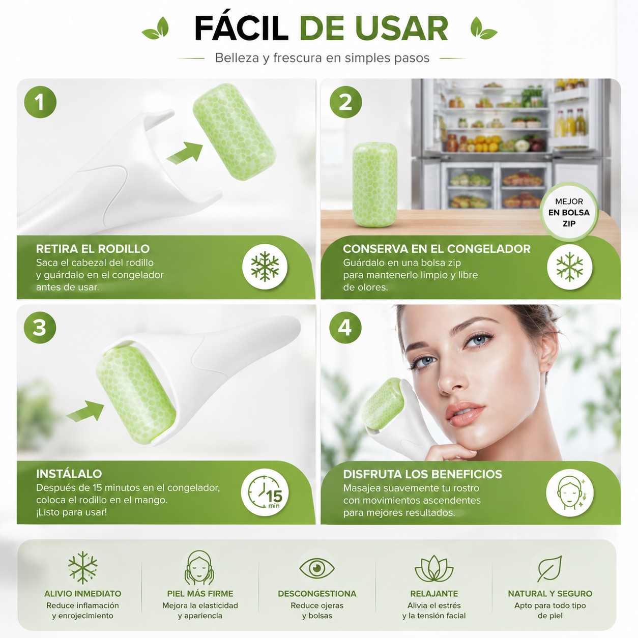 Rodillo D Hielo Frio De Masaje Facial