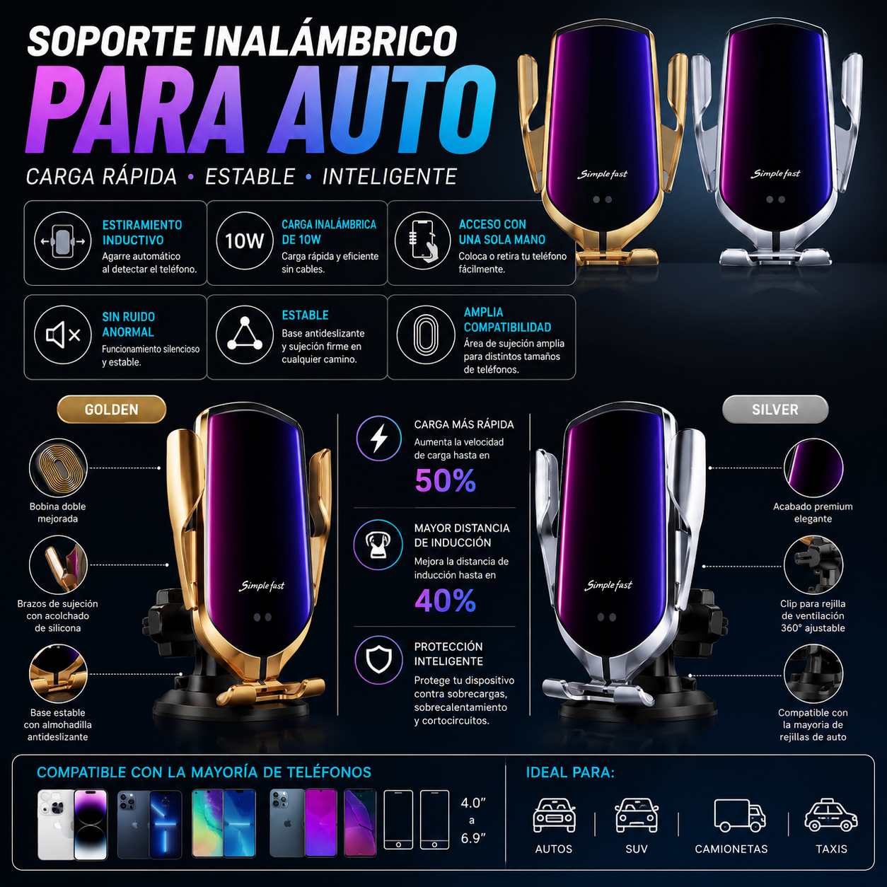 Holder De Carga Inalambrica Para Auto