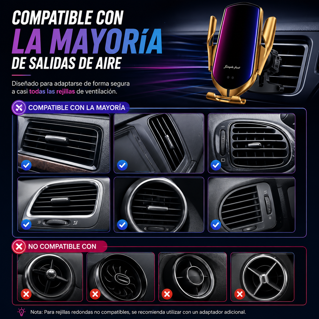 Holder De Carga Inalambrica Para Auto