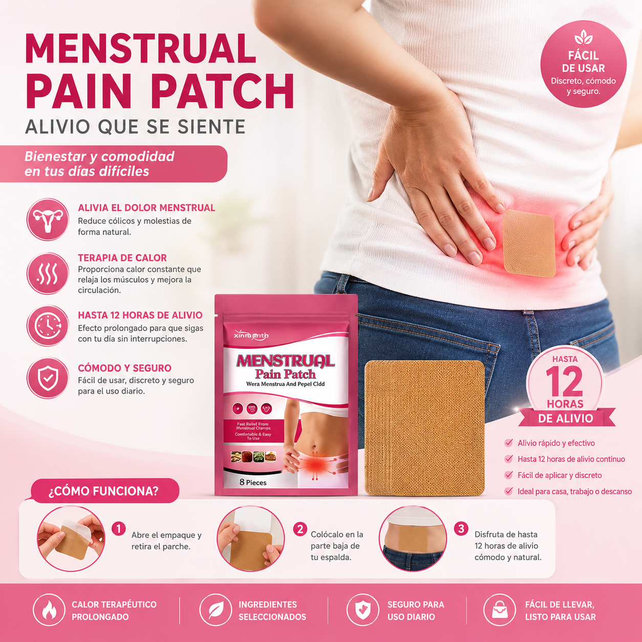 Parches Térmicos Alivia Dolor Cólicos Menstruales Calor