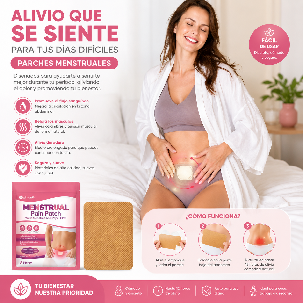 Parches Térmicos Alivia Dolor Cólicos Menstruales Calor