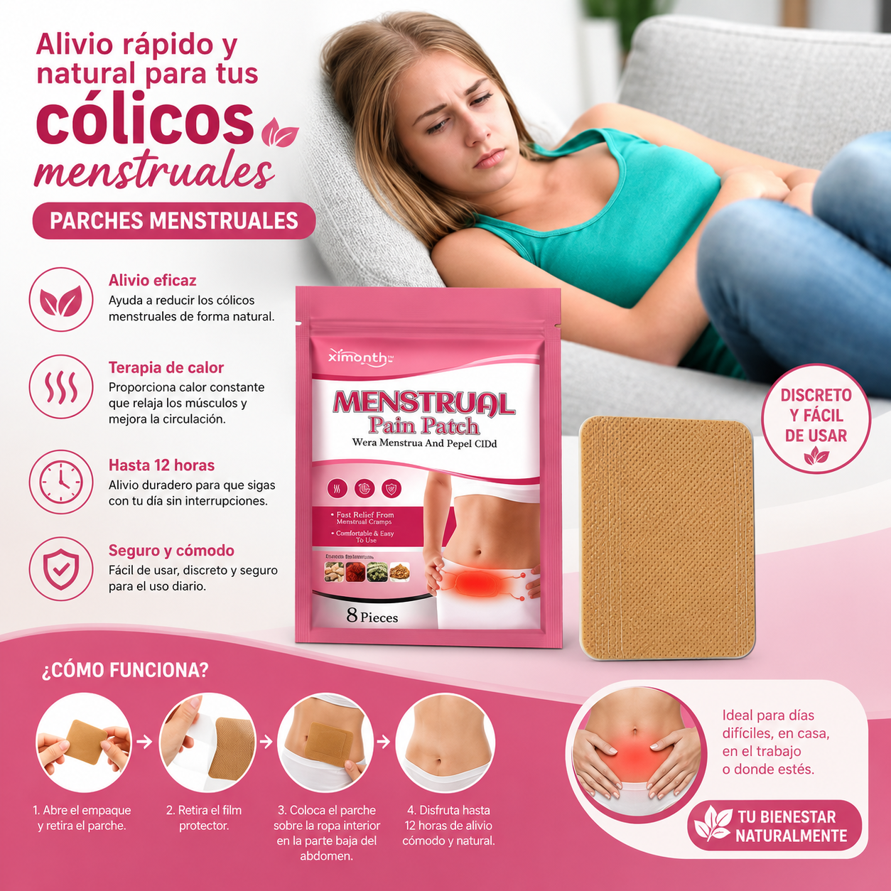 Parches Térmicos Alivia Dolor Cólicos Menstruales Calor