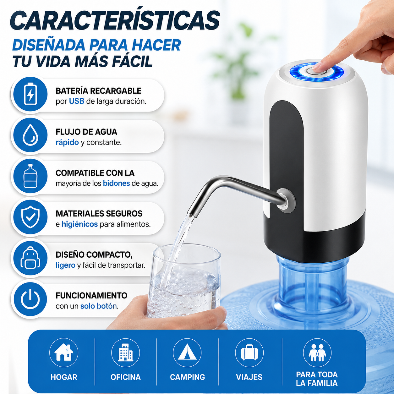 Bomba dispensadora de agua eléctrica