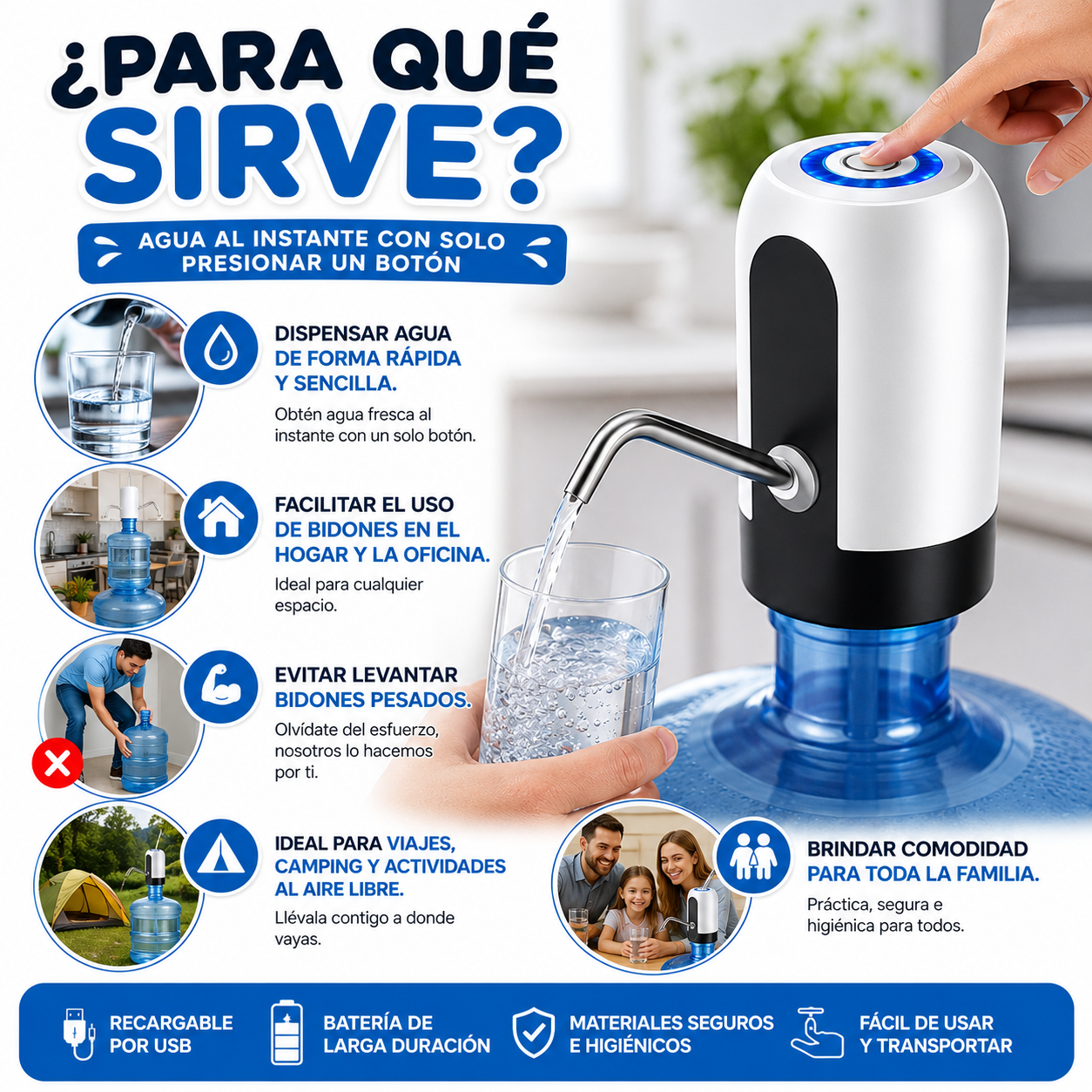 Bomba dispensadora de agua eléctrica