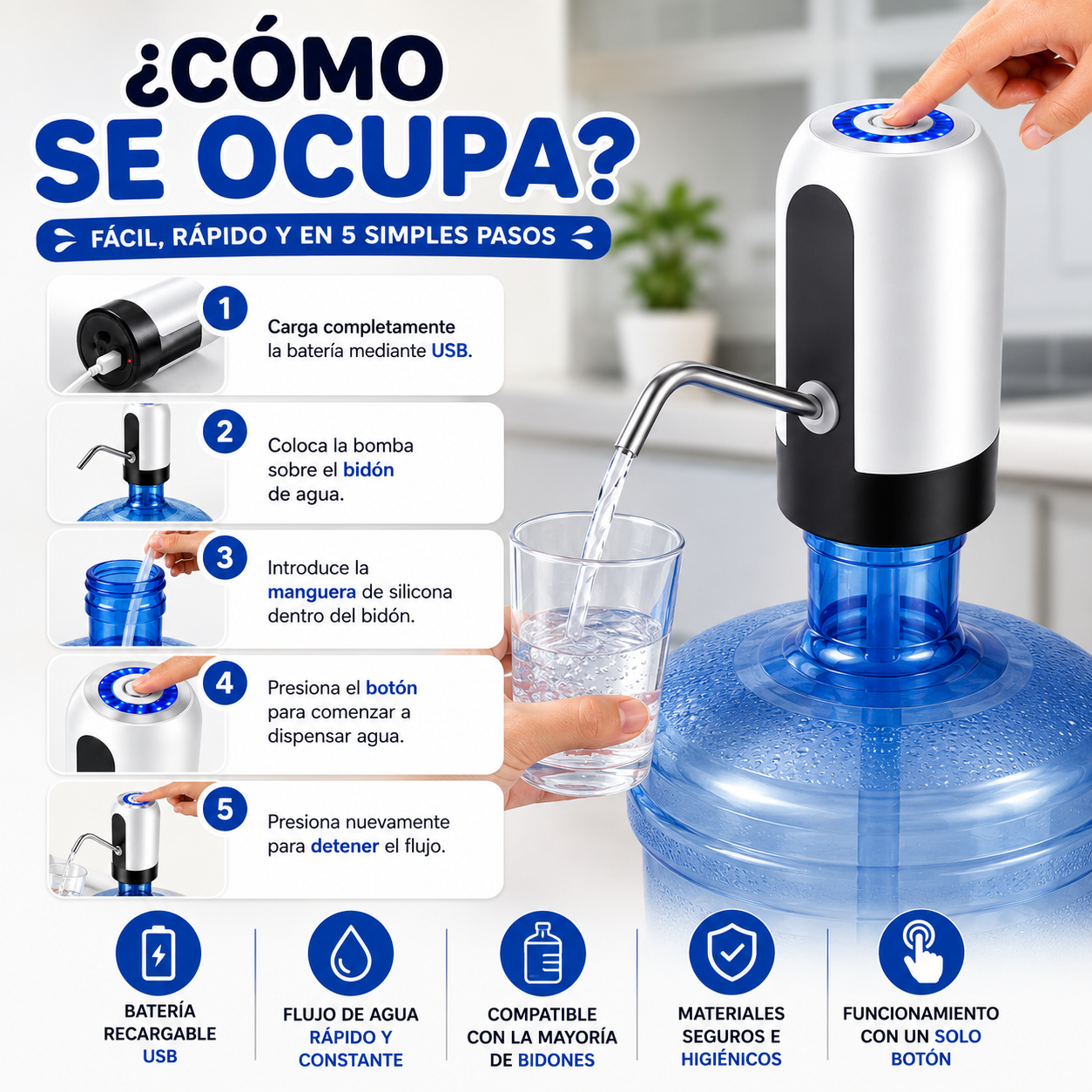 Bomba dispensadora de agua eléctrica