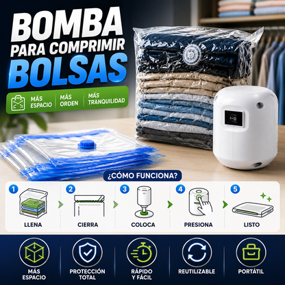 Bomba Para Comprimir 3 Bolsas al Vacío