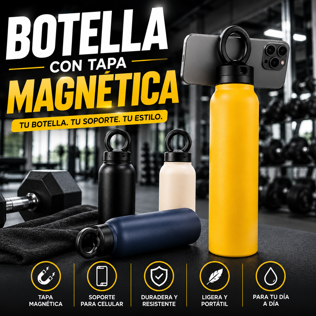 BOTELLA CON TAPA MAGNÉTICA