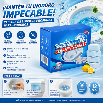 ¡Mantén tu inodoro impecable! Pack 12 Tableta de Limpieza Profunda para Inodoros