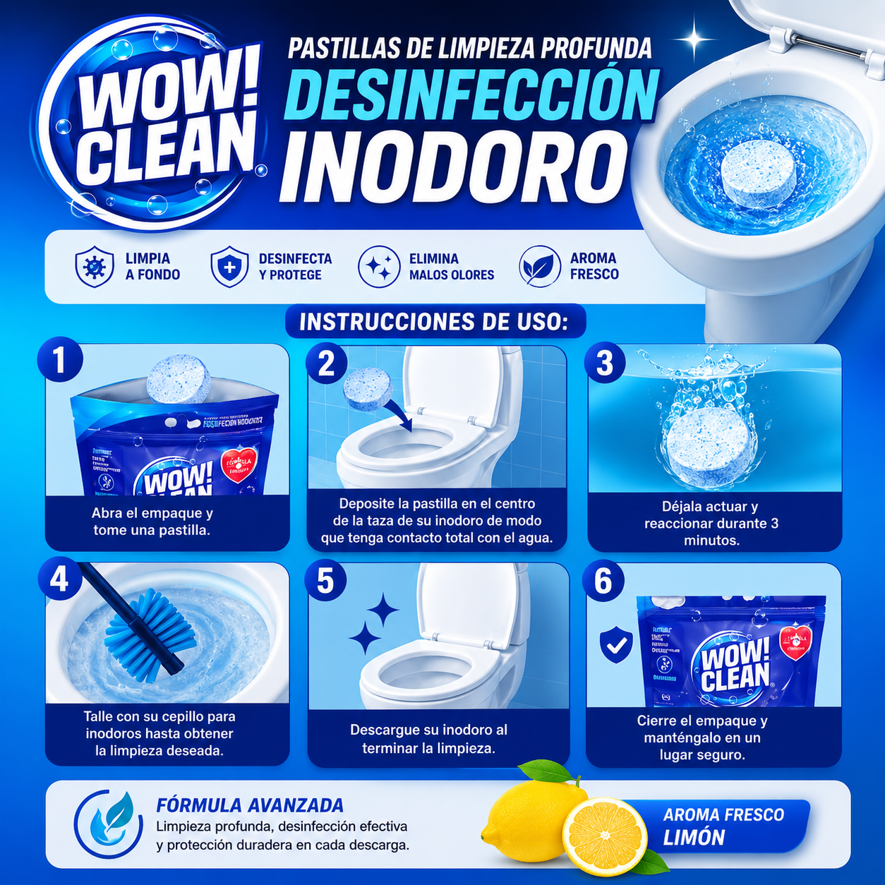 ¡Mantén tu inodoro impecable! Pack 12 Tableta de Limpieza Profunda para Inodoros
