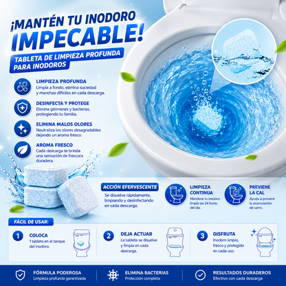 ¡Mantén tu inodoro impecable! Pack 12 Tableta de Limpieza Profunda para Inodoros