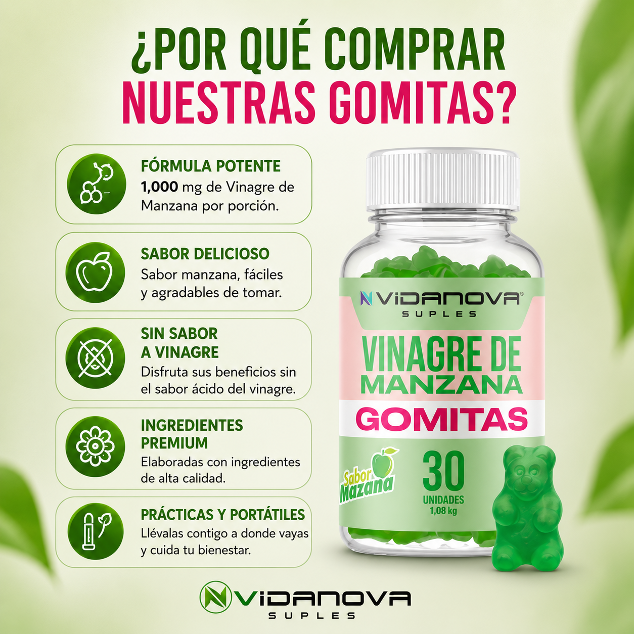 Verano Gomitas Vinagre De Manzana 1000mg