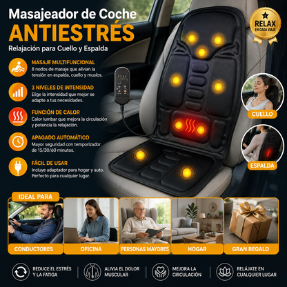 Masajeador de Coche Antiestrés | Relajación para Cuello y Espalda
