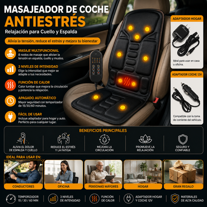 Masajeador de Coche Antiestrés | Relajación para Cuello y Espalda