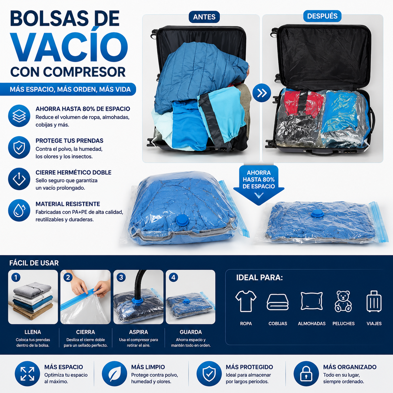 Bolsas De Vacio Compresor 68x98 cm