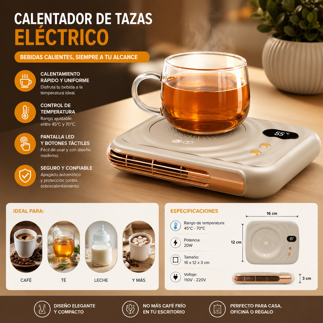 calentador de tazas eléctrico
