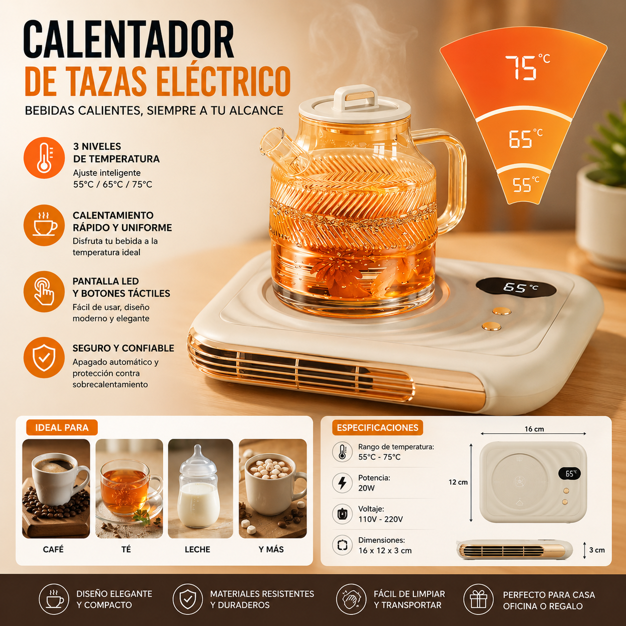 calentador de tazas eléctrico
