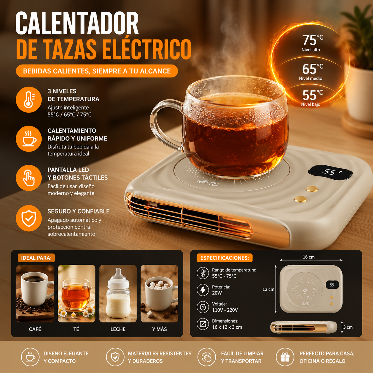 calentador de tazas eléctrico