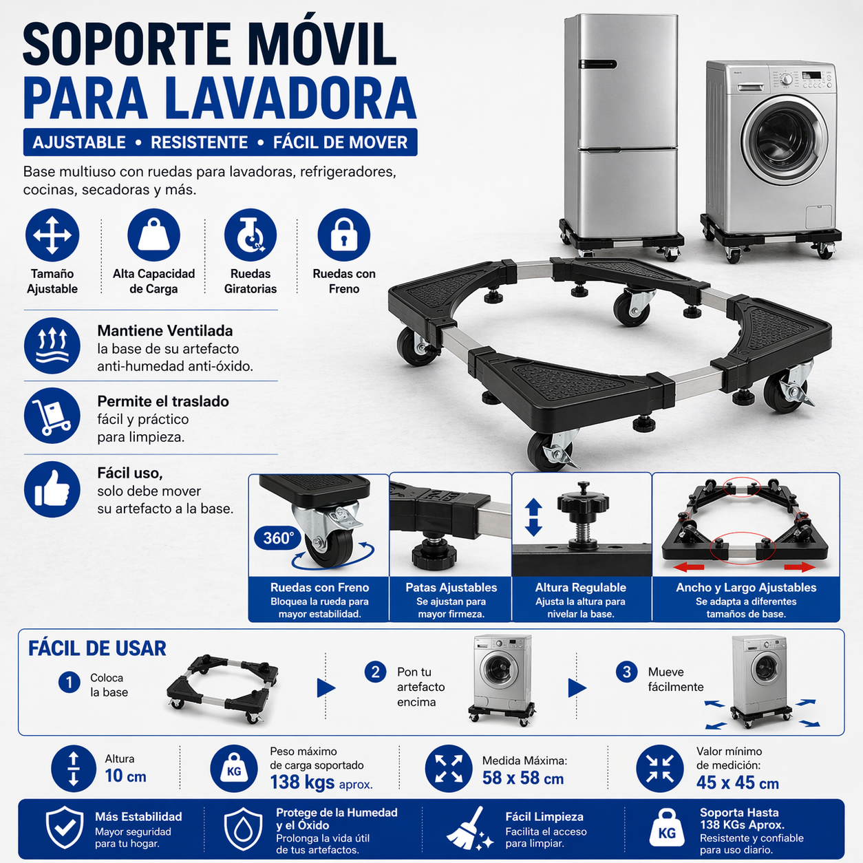 Soporte Movil Para Lavadora