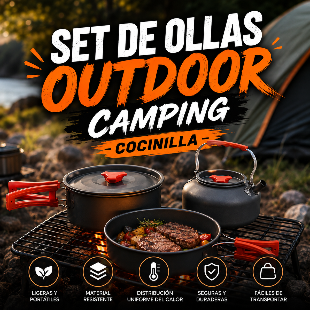 Set Ollas Outdoor Camping Cocinilla