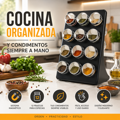 Especiero Magnético de 12 Frascos