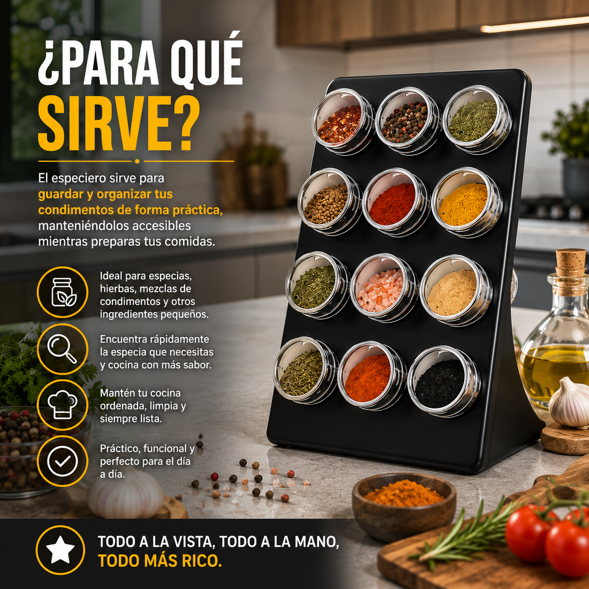 Especiero Magnético de 12 Frascos
