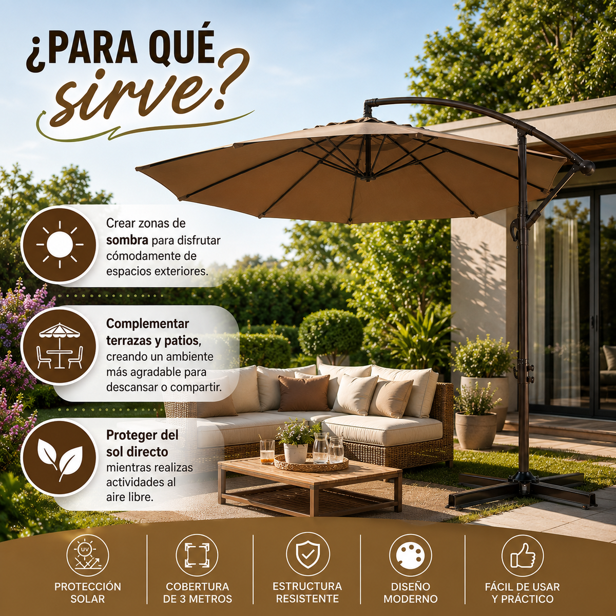 Quitasol Lateral 3 Metros Café