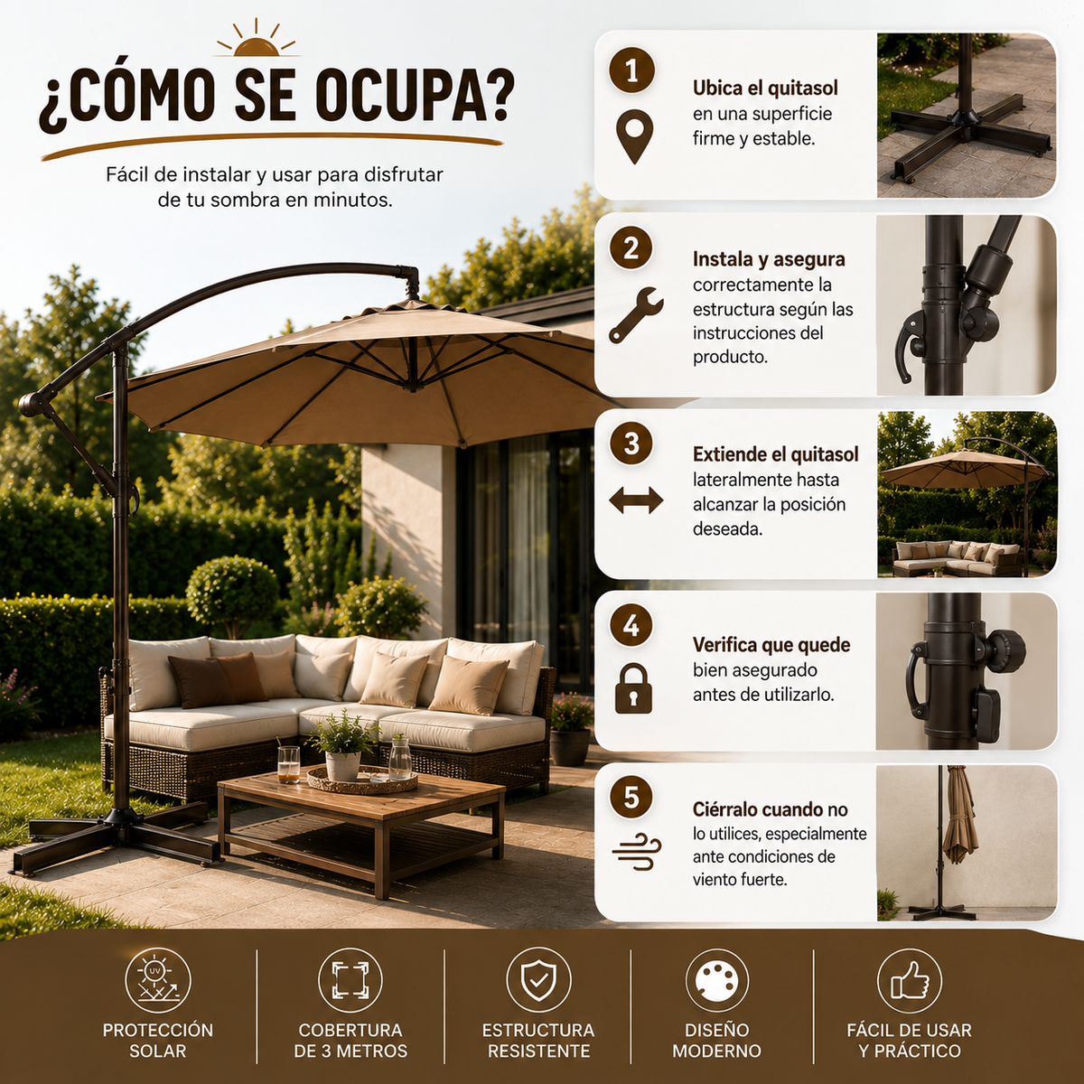 Quitasol Lateral 3 Metros Café